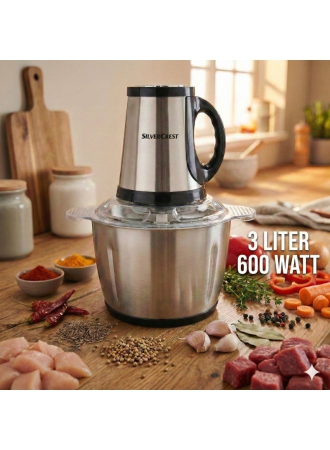 سيلفر كريست مفرمة كهربائية سيلفر كريست SIL-234 - مفرمة لحم وخضار ، 6 شفرات ستانلس ستيل ، 3 سرعات متغيرة بقوة 600 وات , سعة 3 لتر - Image 1